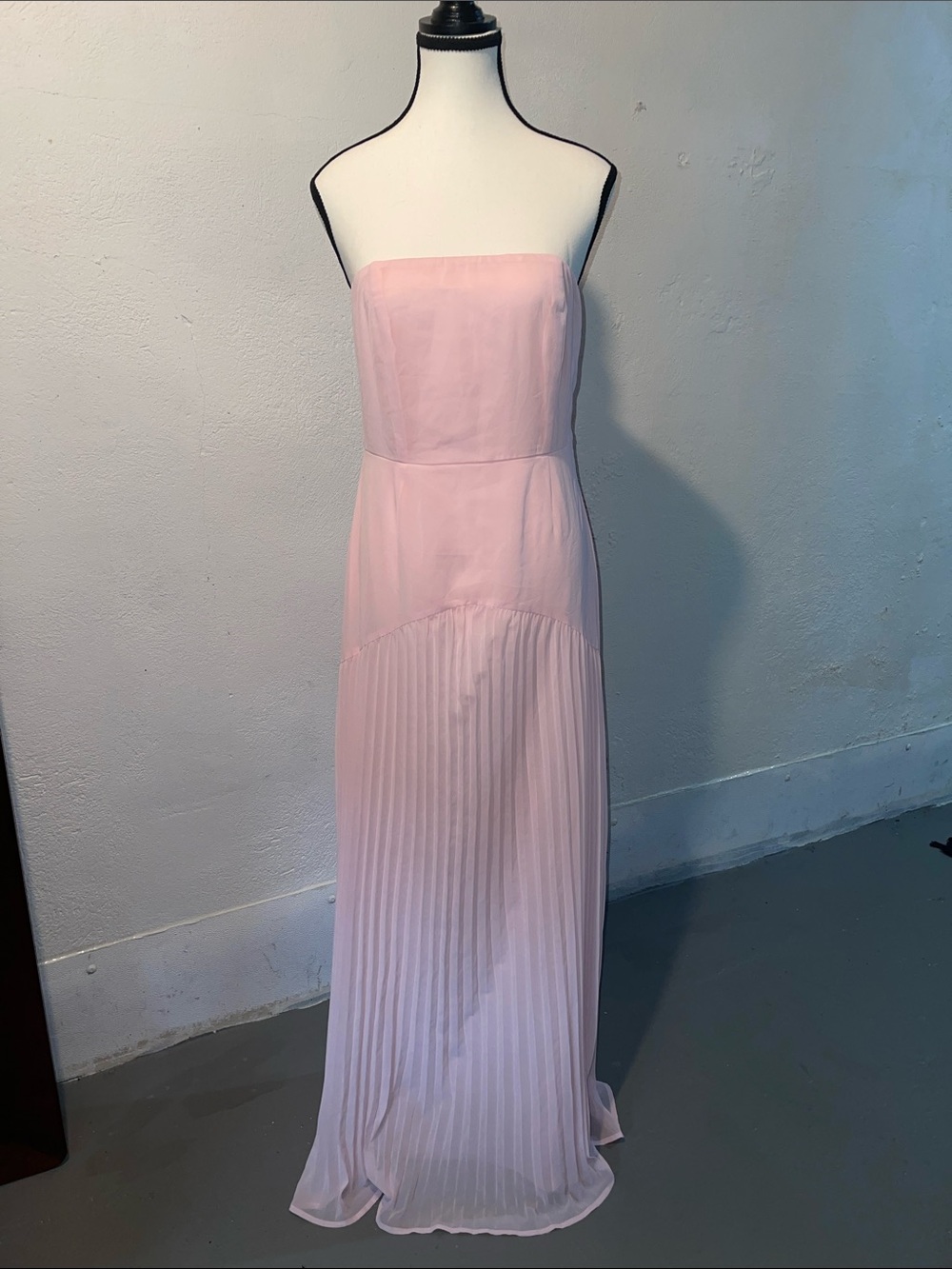 Lulus Celebratory Aesthetic Blush Pink Pleated Strapless Maxi Dress
